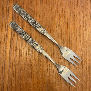 Vintage Hardanger KONGE TINN Pewter Norway Viking Smart Choice Flatware - Forks